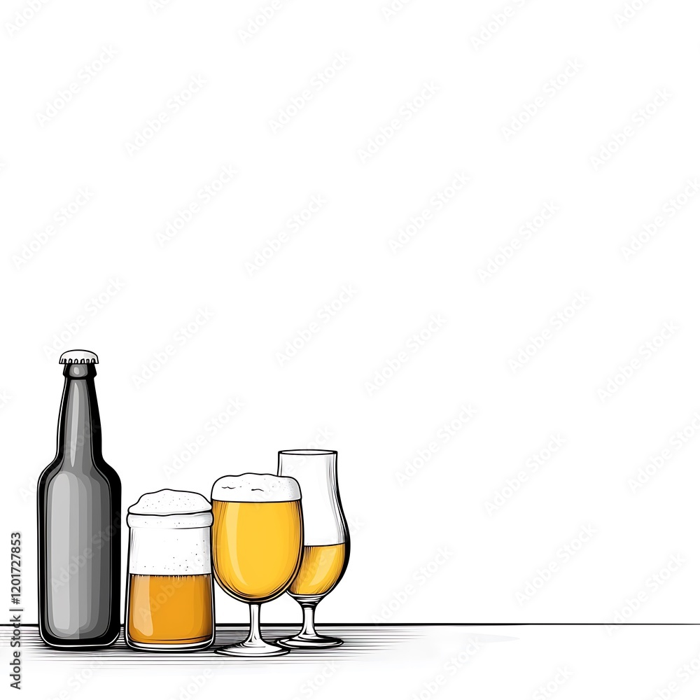 An elegant beer tasting event with a variety of beers, tasting notes, and polished glassware An elegant beer tasting event with a variety of beers, tasting notes, and polished glassware