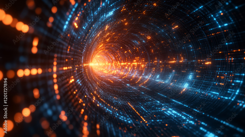 Obraz premium Abstract data network composition tunnel space business technology theme background
