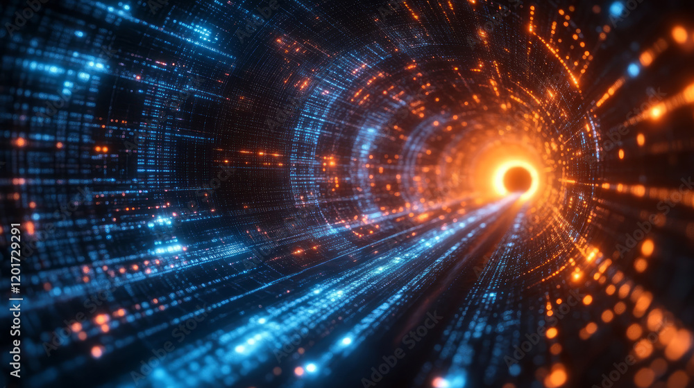 Obraz premium Abstract data network composition tunnel space business technology theme background