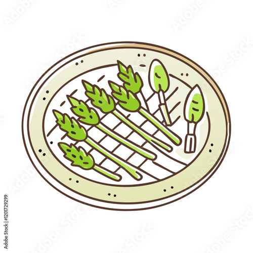 grilled asparagus icon, grilled asparagus vector illustration-simple illustration of grilled asparagus, perfect for grilled asparagus logos and icons