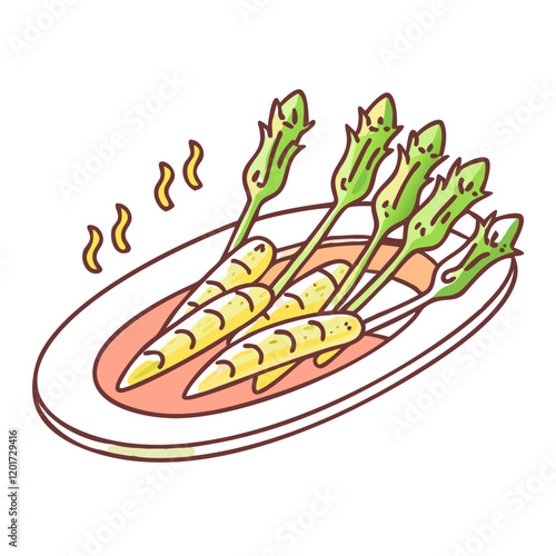 grilled asparagus icon, grilled asparagus vector illustration-simple illustration of grilled asparagus, perfect for grilled asparagus logos and icons