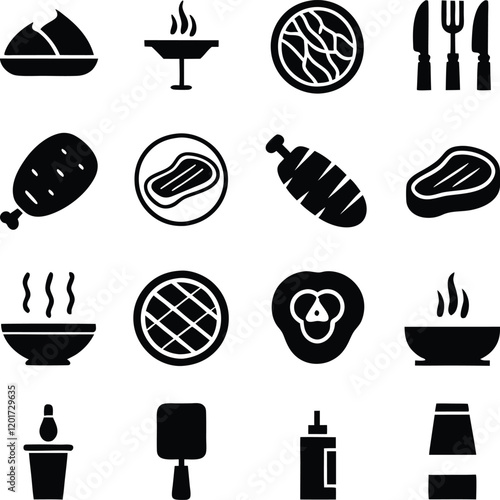 Grilling, BBQ, Steak, Chicken, Food Icons, Cooking Utensils, Meat, Dishes, Utensils, Grill