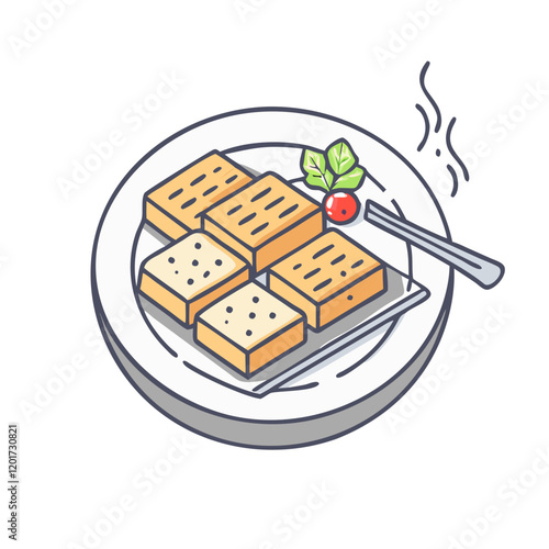 grilled tofu icon, grilled tofu vector illustration-simple illustration of grilled tofu, perfect for grilled tofu logos and icons