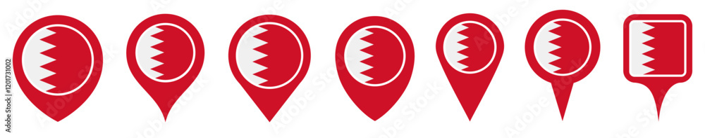 set vector Location pin bahrain flag icon. Country location symbol Map markers design template illustration set vector Location pin bahrain flag icon. Country location symbol Map markers design template illustration