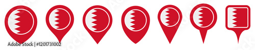 set vector Location pin bahrain flag icon. Country location symbol Map markers design template illustration