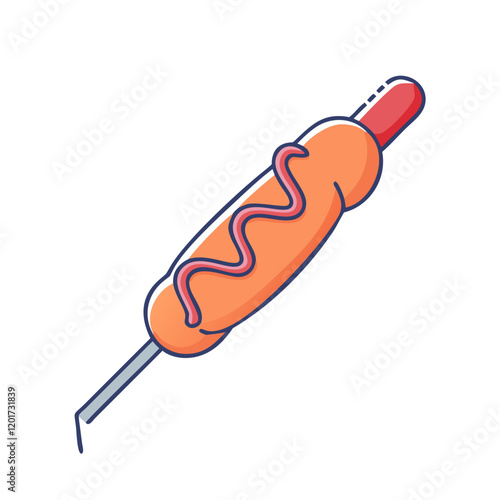 hot dog on a skewer icon, hot dog on a skewer vector illustration-simple illustration of hot dog on a skewer, perfect for hot dog on a skewer logos and icons