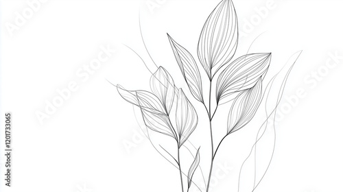 Minimalist Line Art: Elegant Botanical Leaves Drawing for Modern Decor