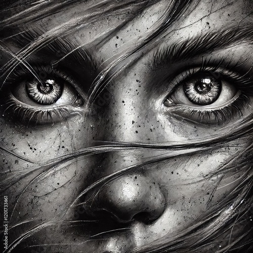 Charcoal Portraits Charcoal portraits with digital skin texture