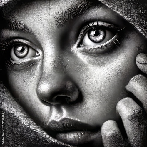 Charcoal Portraits Charcoal portraits with digital skin texture