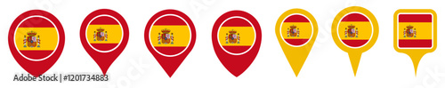 Free Download set vector Location pin spain flag icon. Country location symbol Map markers design template illustration - GFXLoad