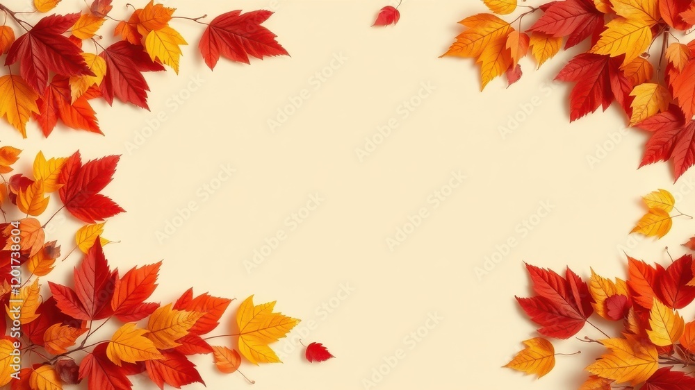 Autumnal Leaf Frame with Copy Space for Seasonal Greetings Autumnal Leaf Frame with Copy Space for Seasonal Greetings