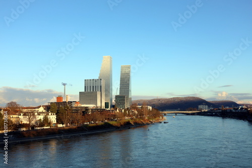 Der Rhein in Basel in warmer Nachmittagssonne photo