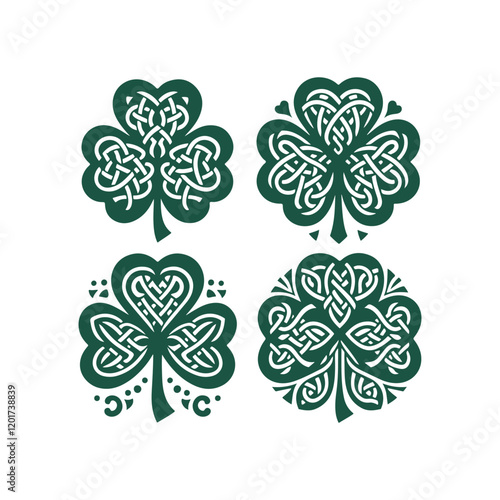  Celtic Knot Shamrock Designs in Green – St. Patrick's Day Art