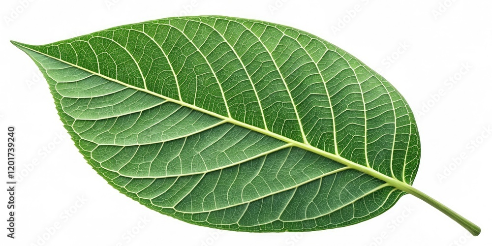 Obraz premium A close-up of a green leaf with veins visible on its surface, foliage, leaf structure, spring growth, nature
