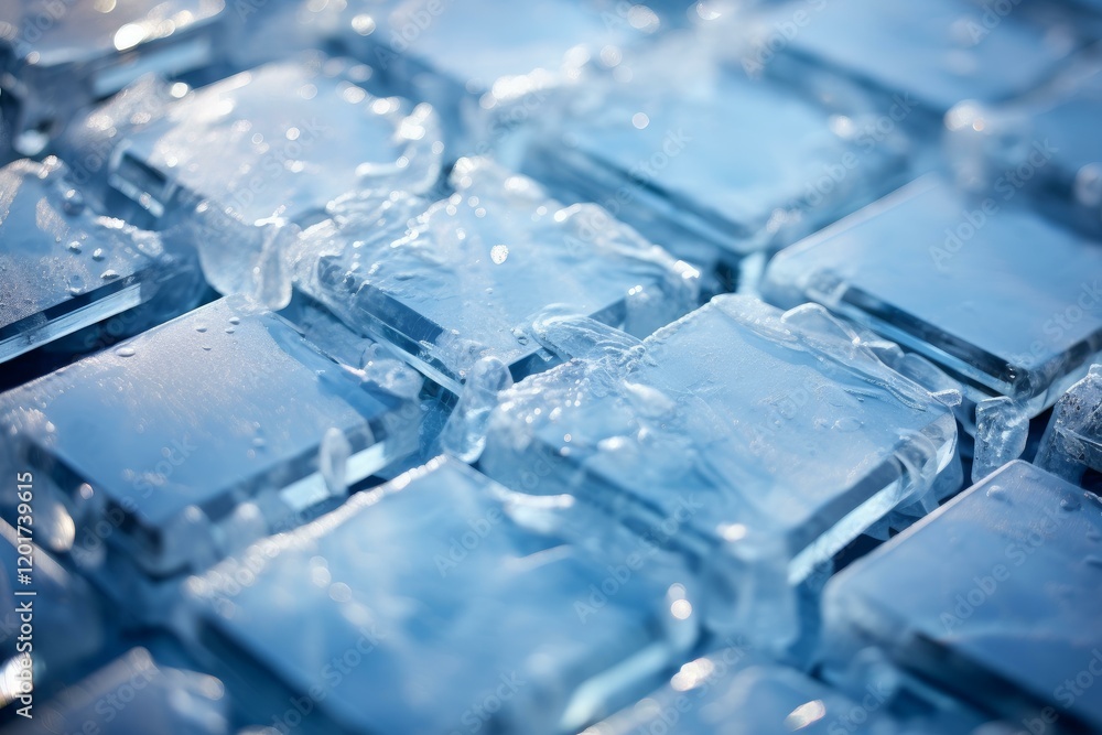 Close up of melting ice cubes forming a cool, textured surface Close up of melting ice cubes forming a cool, textured surface