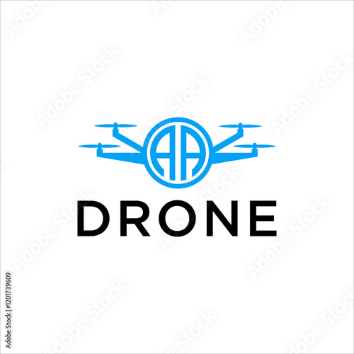 letter AA drone logo, abstract aerial spy vector template