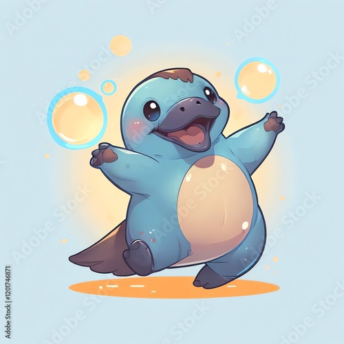 Playful Platypus: A Delightful Cartoon Illustration photo