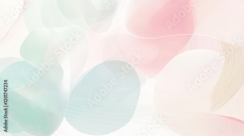 Abstract pastel shapes, soft color gradient, flowing design, white background.