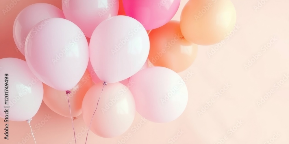 custom made wallpaper toronto digitalA cluster of pastel pink and peach balloons against a soft pink background, symbolizing joy, celebration, and a whimsical spirit.