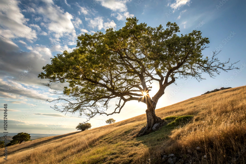 A lone fig tree on a hillside under the sun A lone fig tree on a hillside under the sun