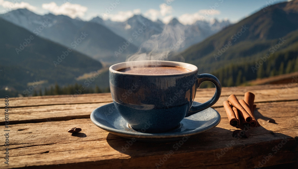 Hot Chocolate in a Rustic Ceramic Mug Hot Chocolate in a Rustic Ceramic Mug