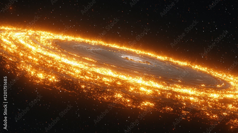Obraz premium Golden Spiral Galaxy in the Vastness of Space