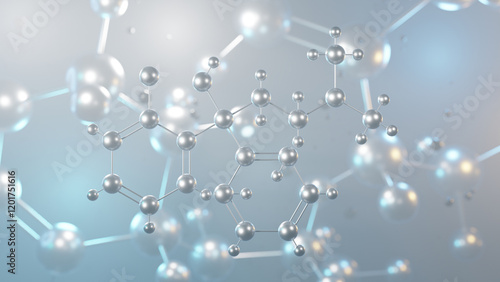 clofedanol molecular structure, 3d model molecule, chlophedianol, structural chemical formula view from a microscope photo