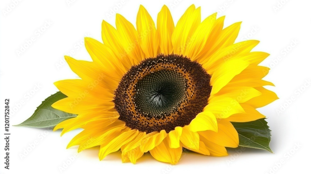 Vibrant Yellow Sunflower Close-up on White Background Vibrant Yellow Sunflower Close-up on White Background