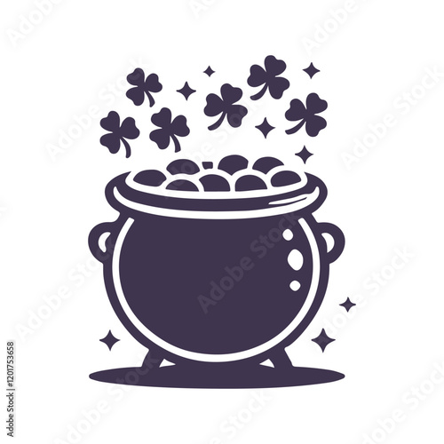 St. Patrick's Day Shamrock Pot of Gold Vector Silhouette Design