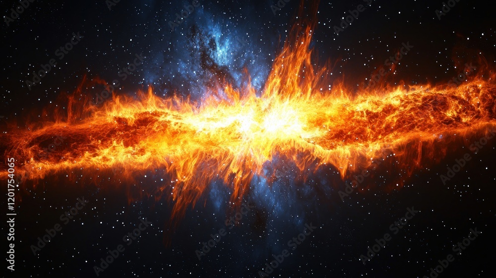 Fiery Cosmic Collision: A Dynamic Display of Celestial Energy Fiery Cosmic Collision: A Dynamic Display of Celestial Energy