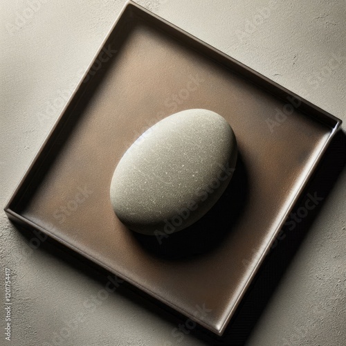 Rectangular Plate Smooth Stone A flat rectangular metal plate wi