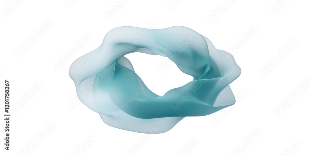 Naklejka premium Abstract Teal and White Fluid Form Swirling Circular Design Elegant Flowing Texture