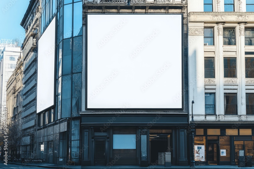 White Blank Billboard mockup for building facade White Blank Billboard mockup for building facade