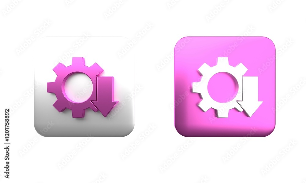 Colorful Cost reduction icon isolated on white background. Square button. 3D render illustration Colorful Cost reduction icon isolated on white background. Square button. 3D render illustration