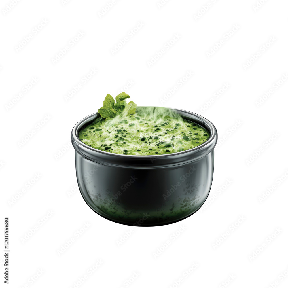 Steaming Bowl of Fresh Green Herb Soup Steaming Bowl of Fresh Green Herb Soup