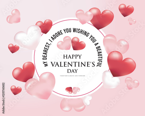 Romantic Valentine's Day Greeting Design, Happy Valentine's Day vector, Valentine's Day Love Hearts Design, February 14th.