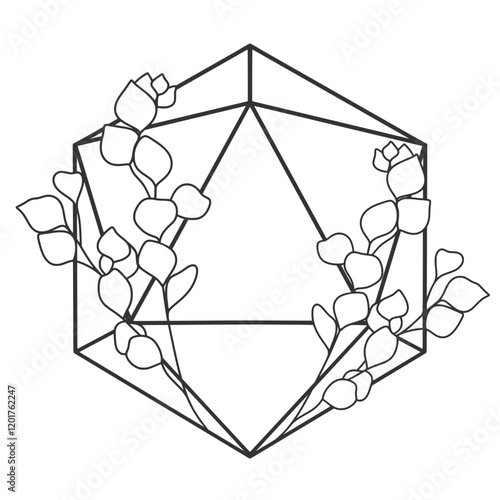 d20 dice with leaves