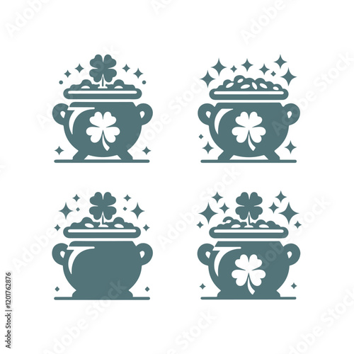 Pot of Gold & Shamrocks: Vector Silhouette Collection