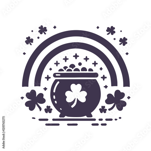 St. Patrick's Day Shamrock Pot of Gold Vector Silhouette Design