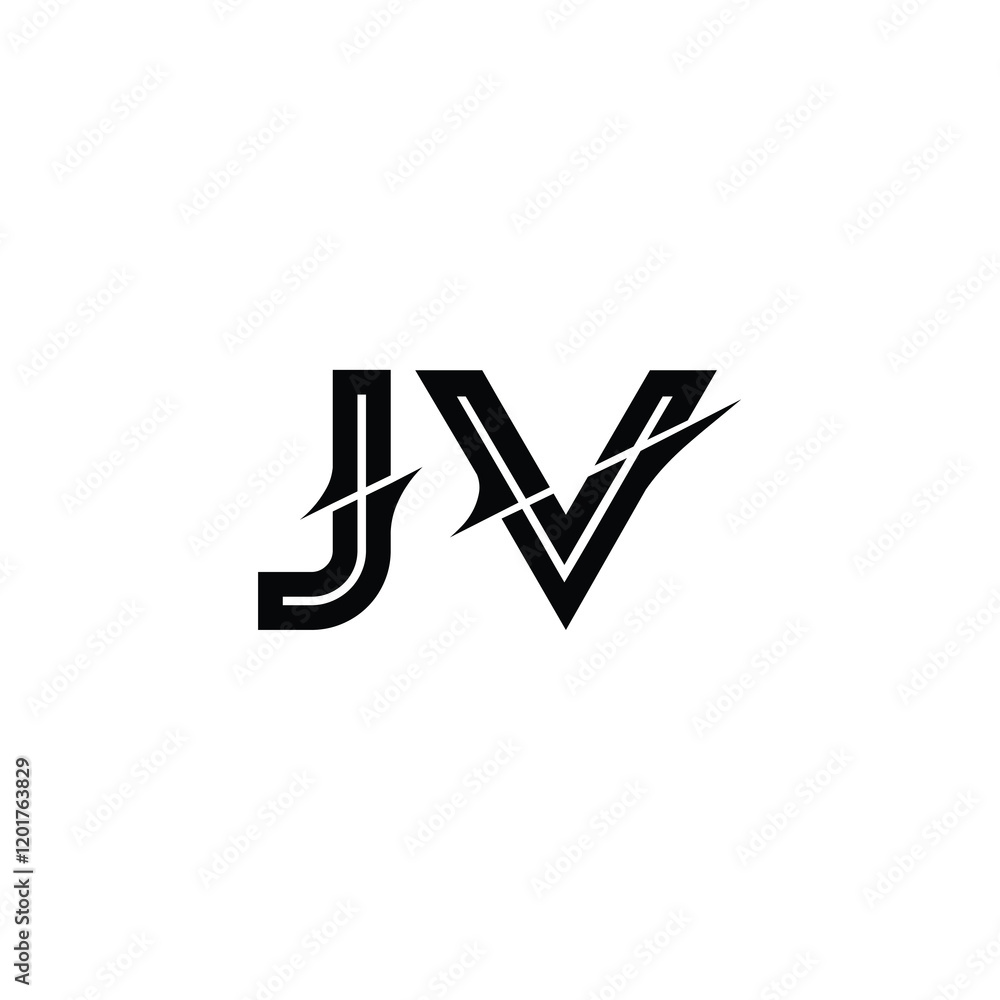 JV monogram logo design letter text name symbol monochrome logotype alphabet character simple logo JV monogram logo design letter text name symbol monochrome logotype alphabet character simple logo