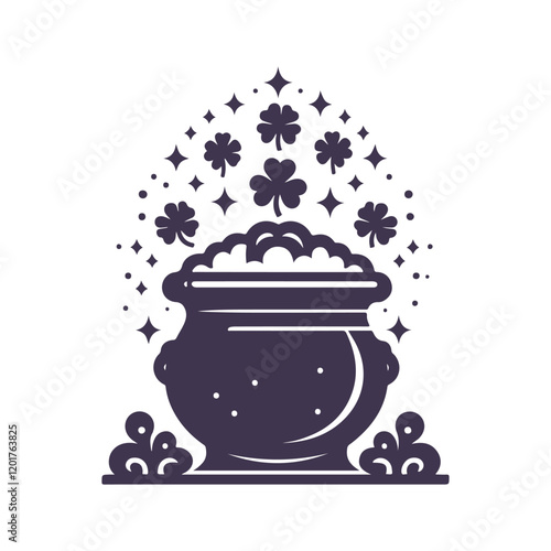 St. Patrick's Day Shamrock Pot of Gold Vector Silhouette Design