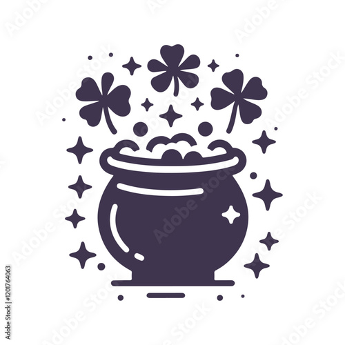 St. Patrick's Day Shamrock Pot of Gold Vector Silhouette Design