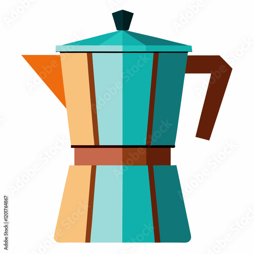 Modern Coffee Pot Illustration on White Background