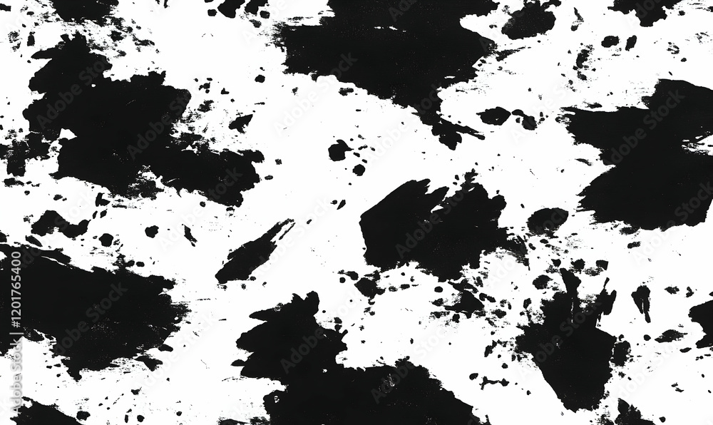 Fototapeta premium Abstract black ink splatters on white background. Perfect for design projects needing a grunge or textured effect. High-resolution image.