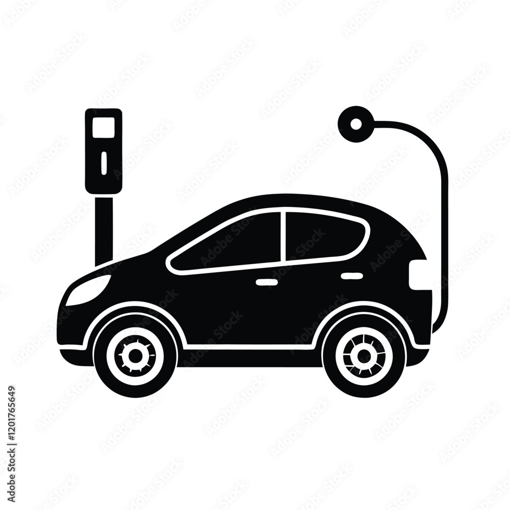 Naklejka premium Electric Vehicle Charging. Clean Energy Future ev 