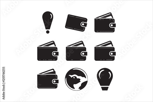 Wallet Icons Set on White Background. Wallet black icon vector illustration. Credit card icon vector illustration