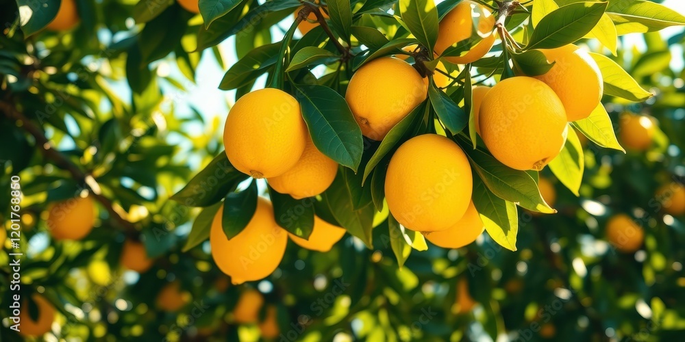 A vibrant citrus tree bursting with ripe, golden oranges, showcasing the beauty of nature's bounty A vibrant citrus tree bursting with ripe, golden oranges, showcasing the beauty of nature's bounty