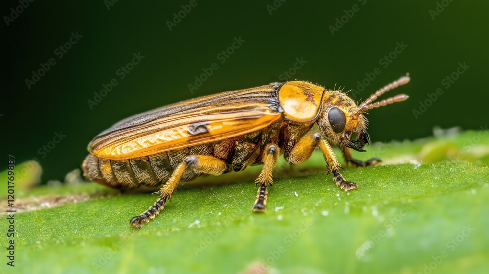 A brown and orange bug is on a leaf A brown and orange bug is on a leaf