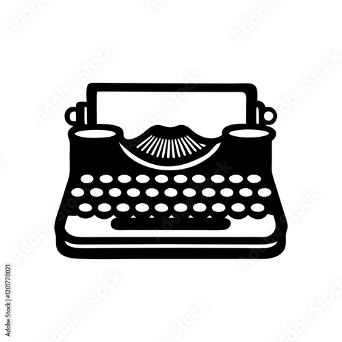 Retro vintage typewriter logo icon design on white background