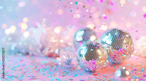 Wallpaper Mural Festive disco balls, confetti, lights. Celebration background Torontodigital.ca